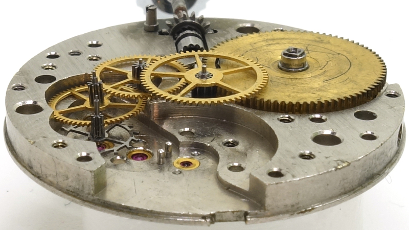 Seitenansicht des Räderwerks Elgin 524: Seitenansicht des Räderwerks